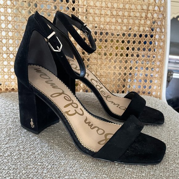 Sam Edelman Women's Marlena Heeled Sandal - Ruffled Strap Mid-Heel Sandals In Soft Leather - View #4